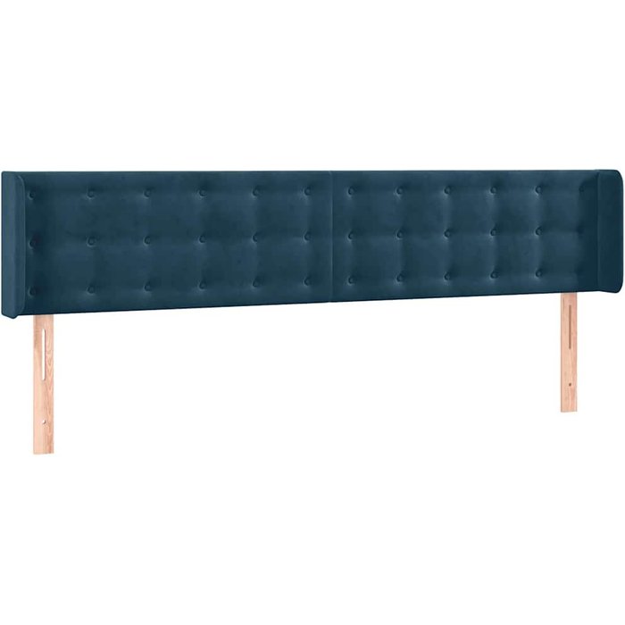 Cabecero cama - mueble cabecero de terciopelo azul oscuro 183x16x78/88 cm