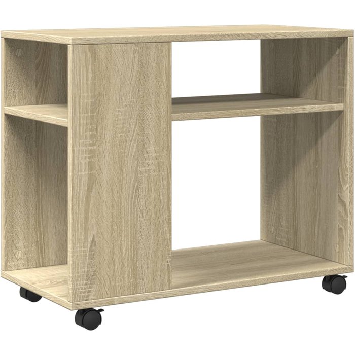 Mesa auxiliar con ruedas madera roble sonoma 70x35x60 cm - comfortxl