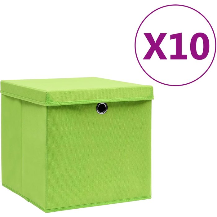 Maison exclusive - cajas de almacenaje con tapas 10 uds verde 28x28x28 cm