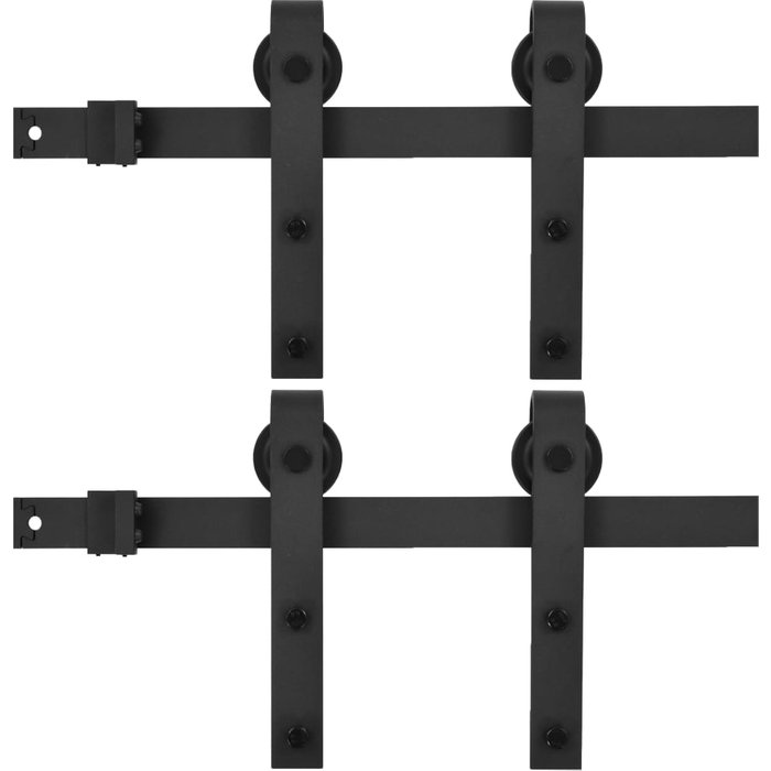 Kit de herrajes de puertas correderas acero negro 2 uds 183 cm cfw93240