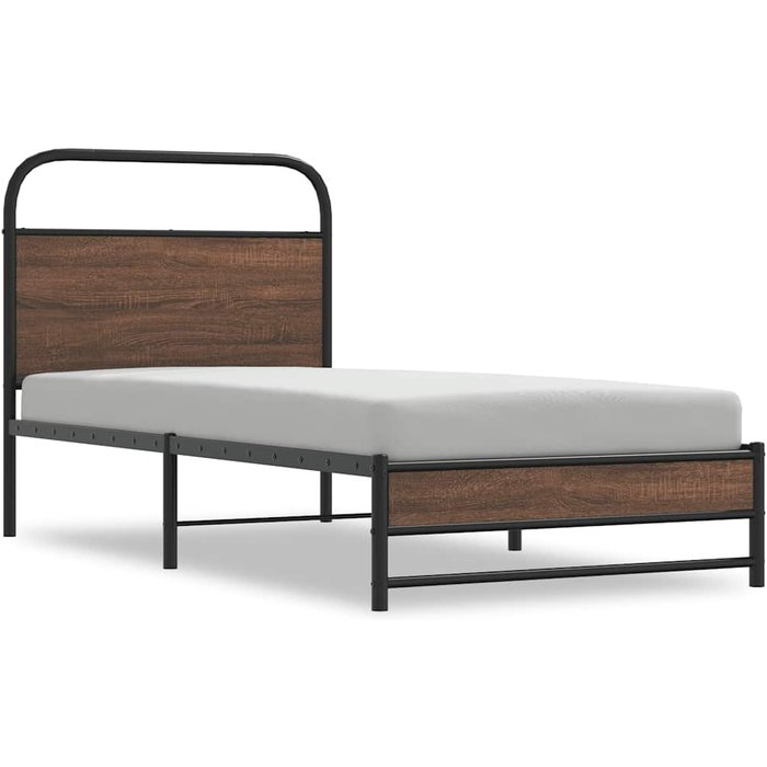Estructura de cama sin colchón 90x190 cm madera marrón roble — comfortxl