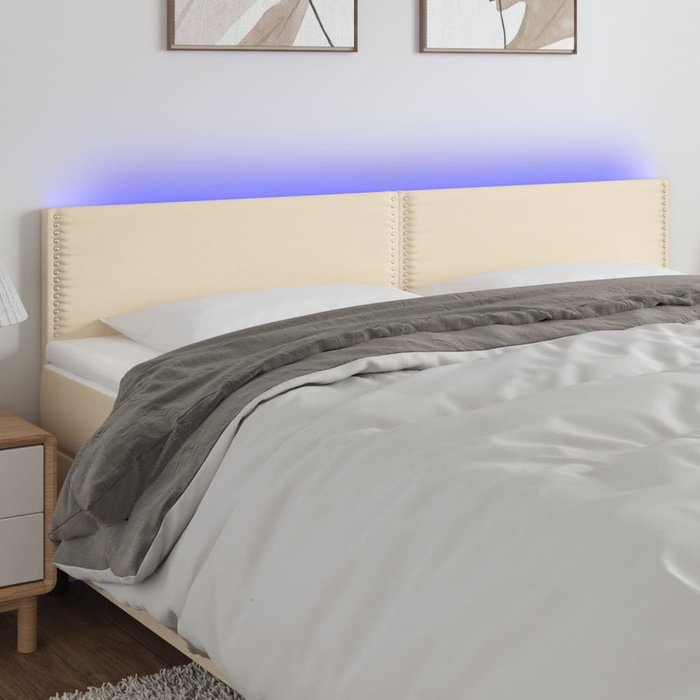 Cabecero led crema 200x5x78/88 cm tela