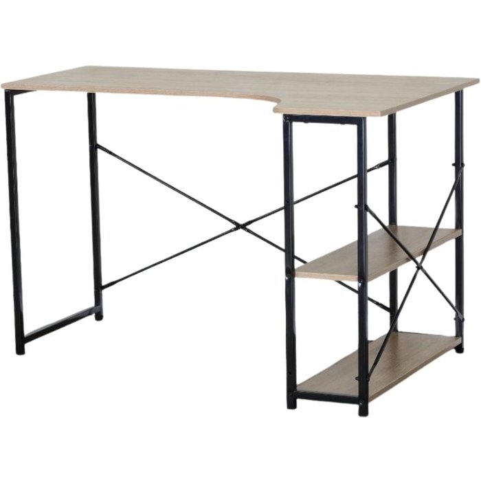 Escritorio serenna 2 estantes laterales negro/natural 75x120x73 cm