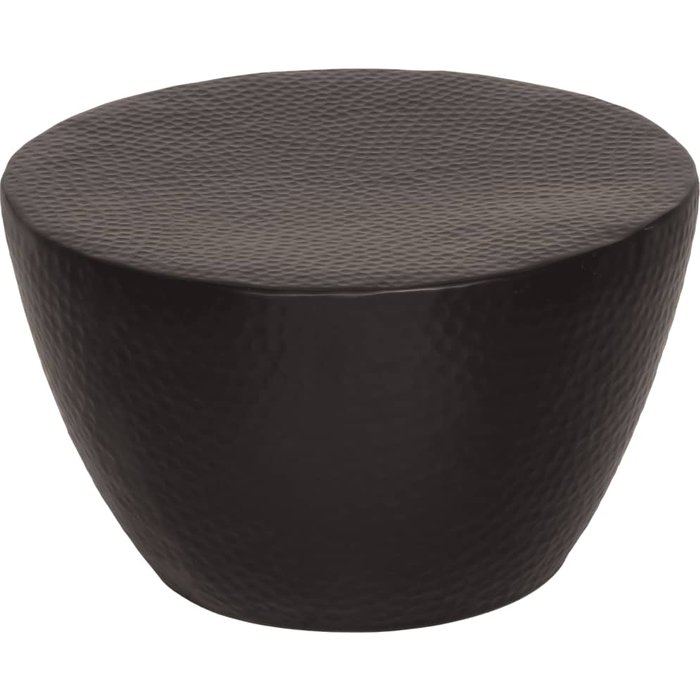 Vidaxl mesa de centro aluminio martillado latón negro ø 50x30 cm