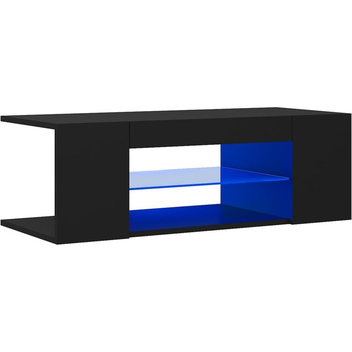 Mueble tv con luces led negro 90x39x30 cm