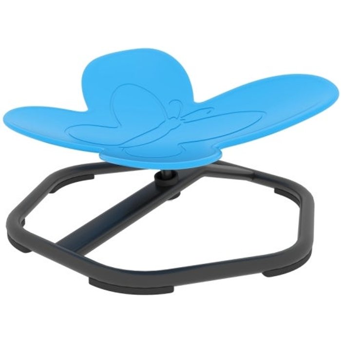 Silla rotativa sensorial con tema de mariposa, plástico/metal azul – comfortxl