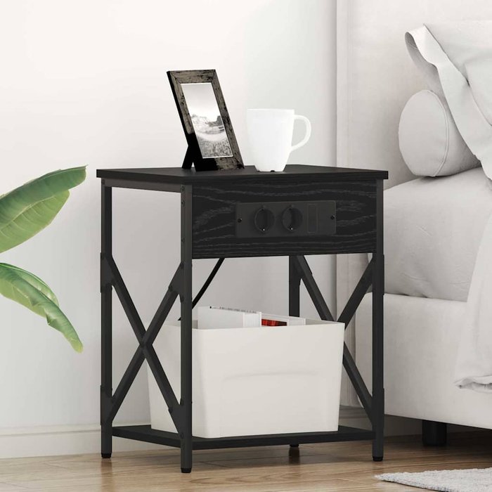 Mesita de noche, 2 piezas, roble negro, 41 x 31 x 51 cm