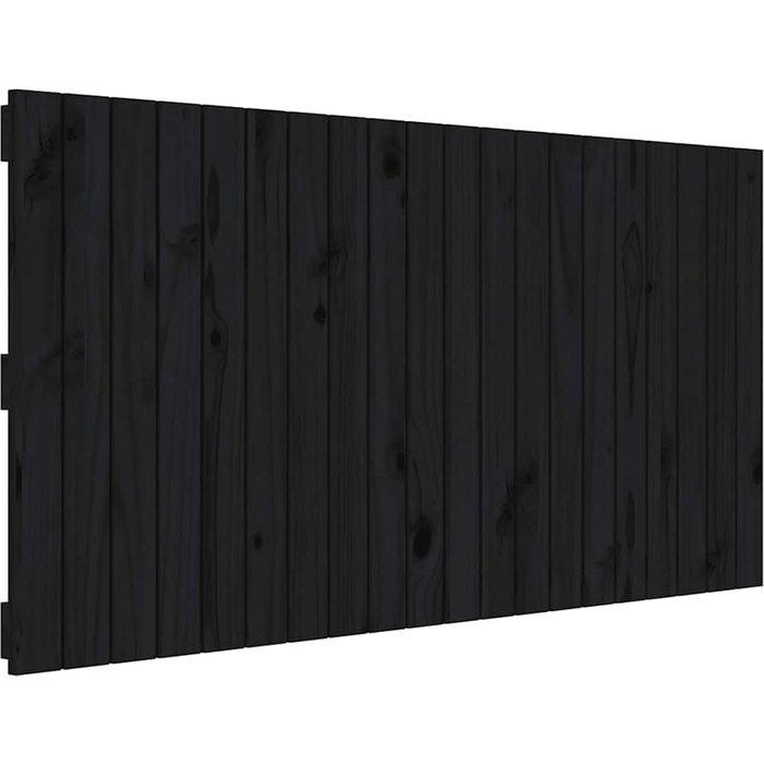 Cabecero de cama - mueble cabecero pared madera maciza pino negro 127,5x3x60 cm