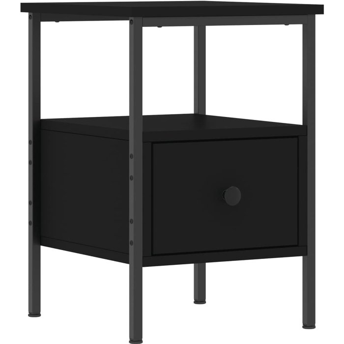 Mesita de noche negra 34x36x50 cm de madera contrachapada