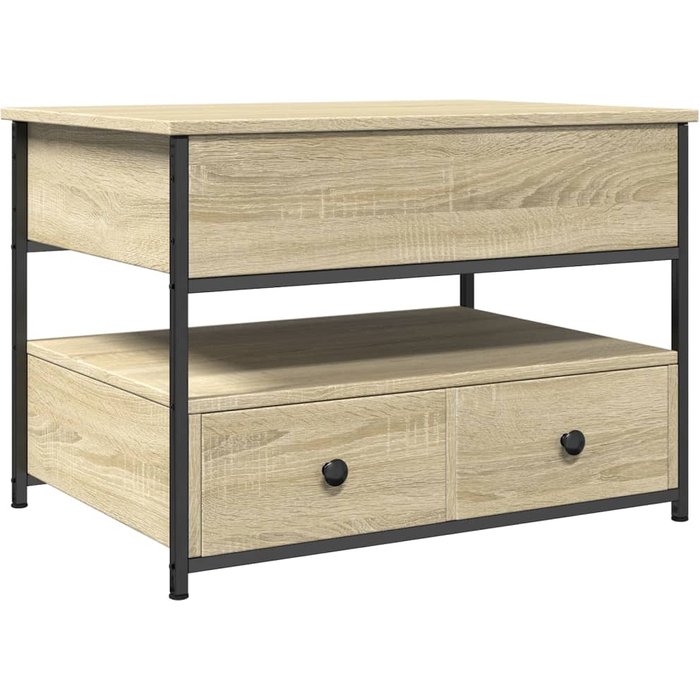 Mesa de centro madera ingeniería metal roble sonoma 70x50x50 cm - comfortxl