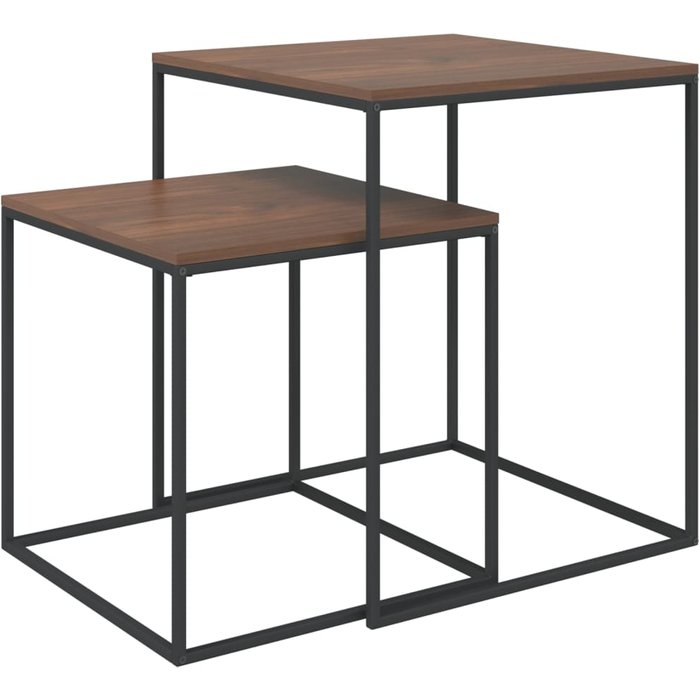 Juego de mesas de centro 2 piezas madera contrachapada y metal - comfortxl