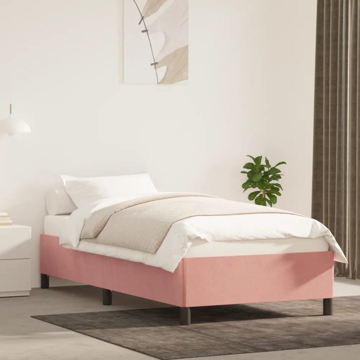 Estructura de cama sin colchón terciopelo rosa 100x200 cm