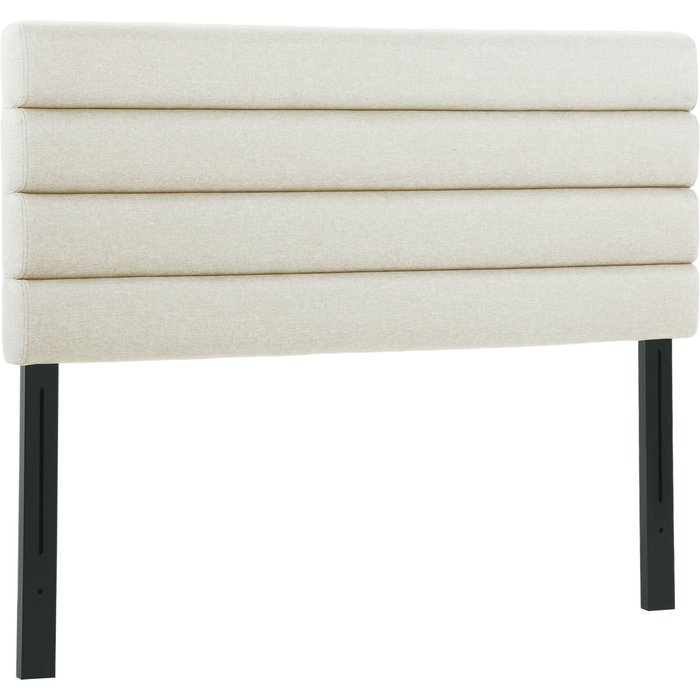 Cabecero acolchado 140cm altura ajustable 3 niveles lino beige fijación pared