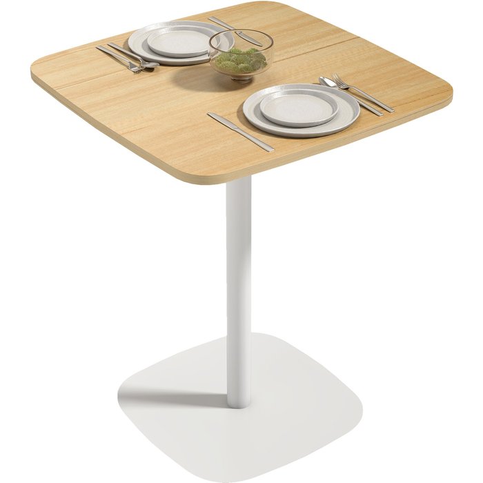 Mesa comedor cuadrada 60x60cm 2 personas base acero madera blanco cocina