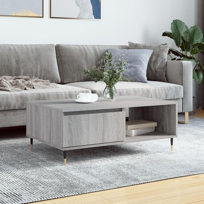 Mesa de centro sonoma gris, 90x60x35 cm, madera de ingeniería.