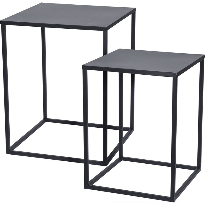 Wellhome juego de 2 mesas formato cuadrado en metal color negro