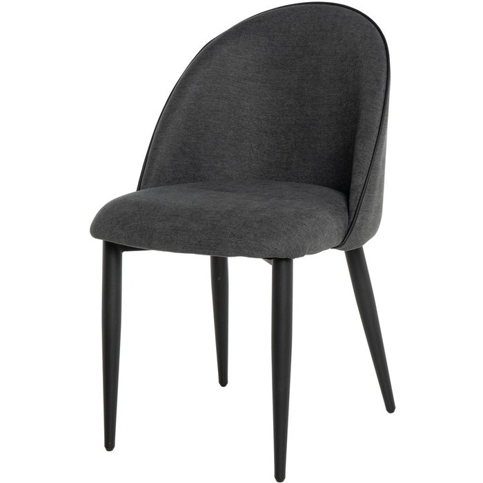 Anulado-elegante silla de comedor liko en gris oscuro con patas de metal negro.