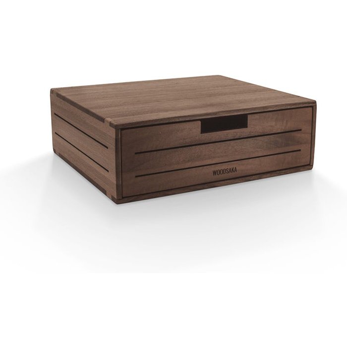 3line soporte de monitor con cajón - madera de nogal - pequeño