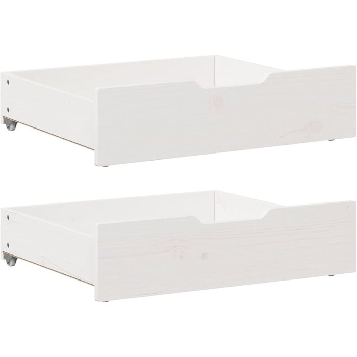 Cajones debajo de la cama 2 piezas blanco 75x55x16 cm madera maciza de pino