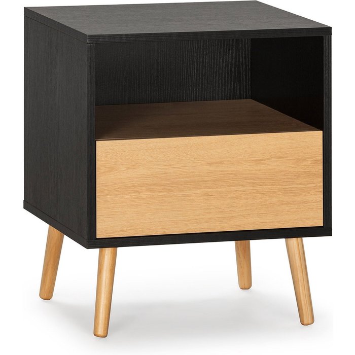 Mesita de noche apolo 1 cajón color negro/madera