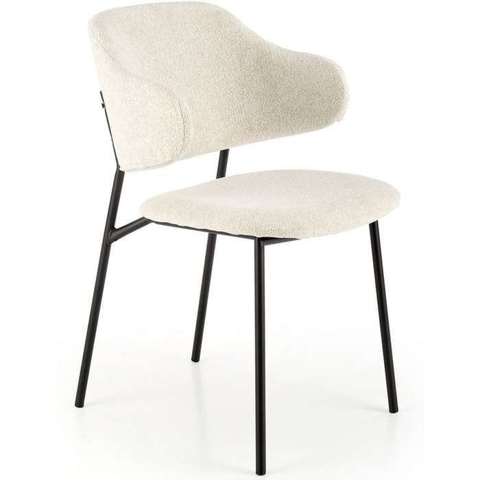 Silla de diseño en tejido crema con estructura de metal wear negro