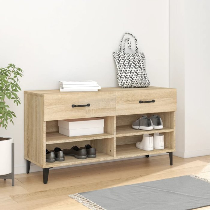 Vidaxl mueble zapatero madera contrachapada roble sonoma 102x35x55 cm