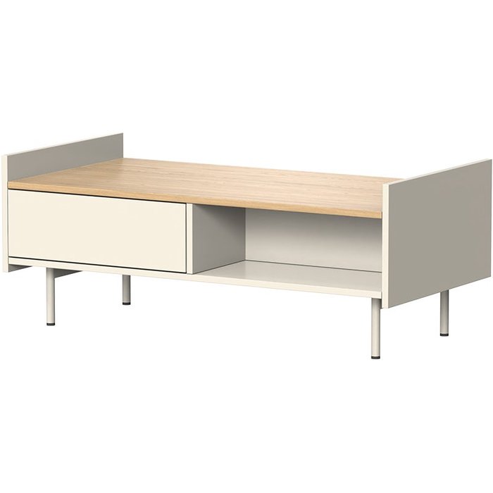 Vicco mesa de centro velina, crema, 100 x 50 cm con 2 cajones