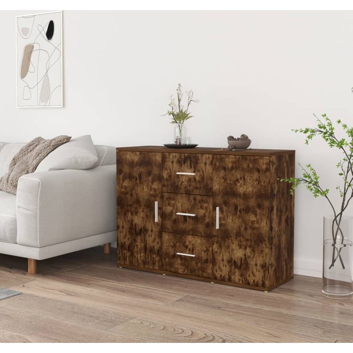 Vidaxl aparador madera contrachapada roble ahumado 91x29,5x65 cm