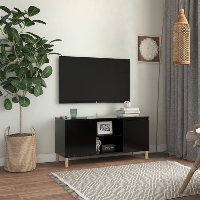 Mueble bajo de tv merlo 2 puertas + 2 estantes negro 50x103,5x35 cm