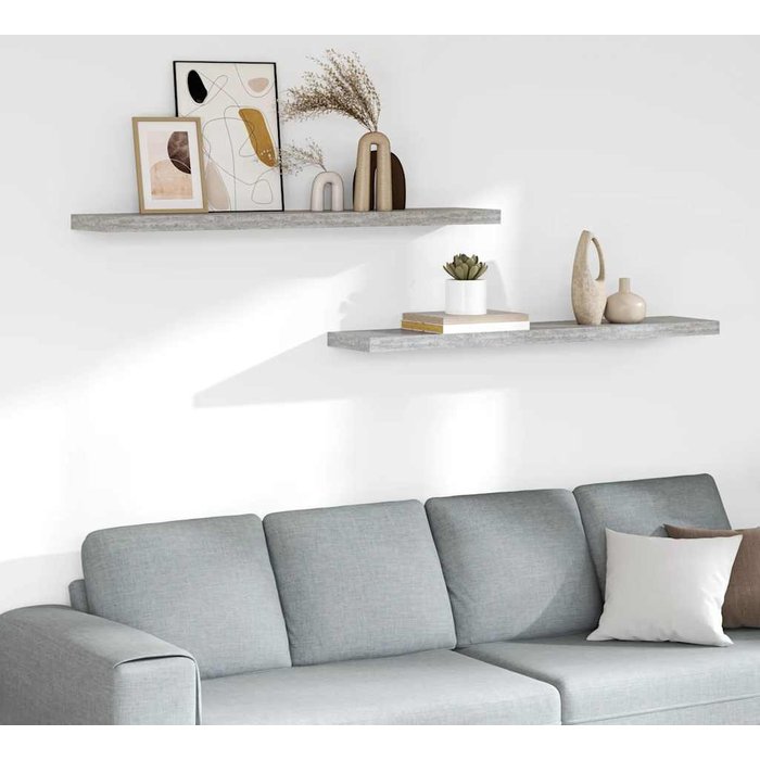 Estantes flotantes de pared, 2 unidades, gris hormigón, 120x23,5x3,8cm, mdf