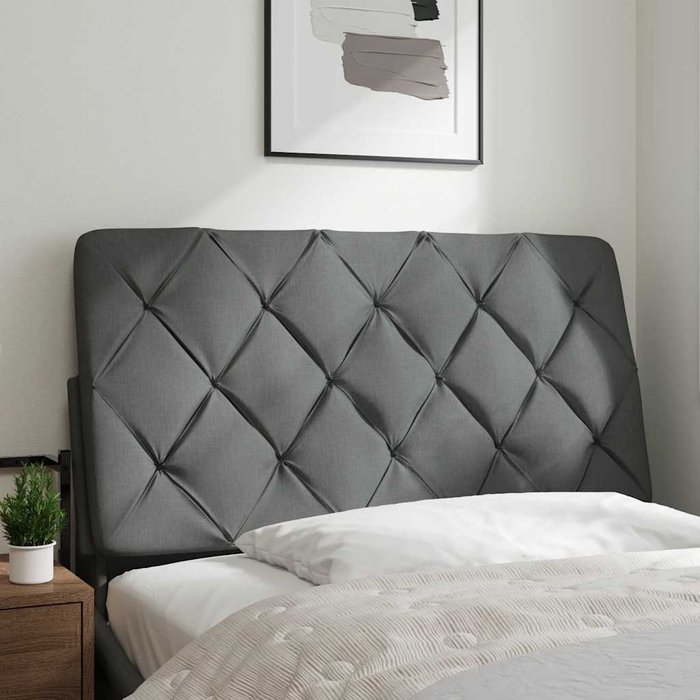 Cabecero de cama acolchado tela gris oscuro 100 cm - comfortxl