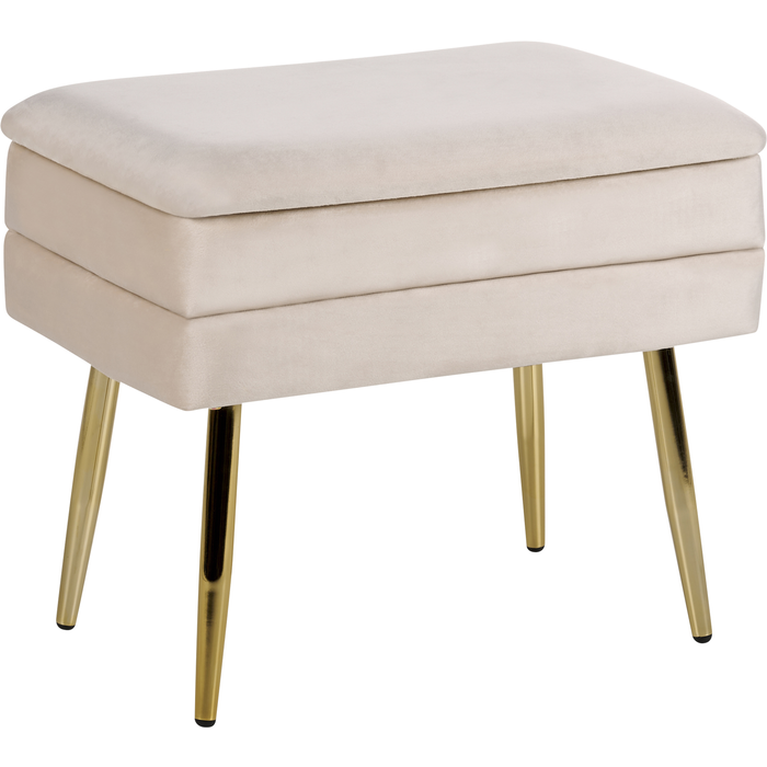 Beliani banco con almacenaje odessa terciopelo beige