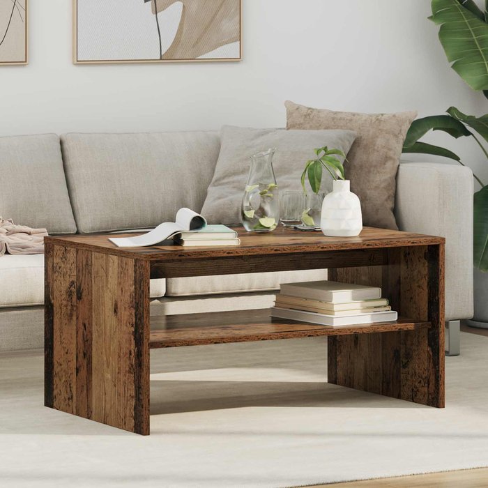 Mesa de centro, madera antigua, 80 x 50 x 40 cm, madera de ingeniería.