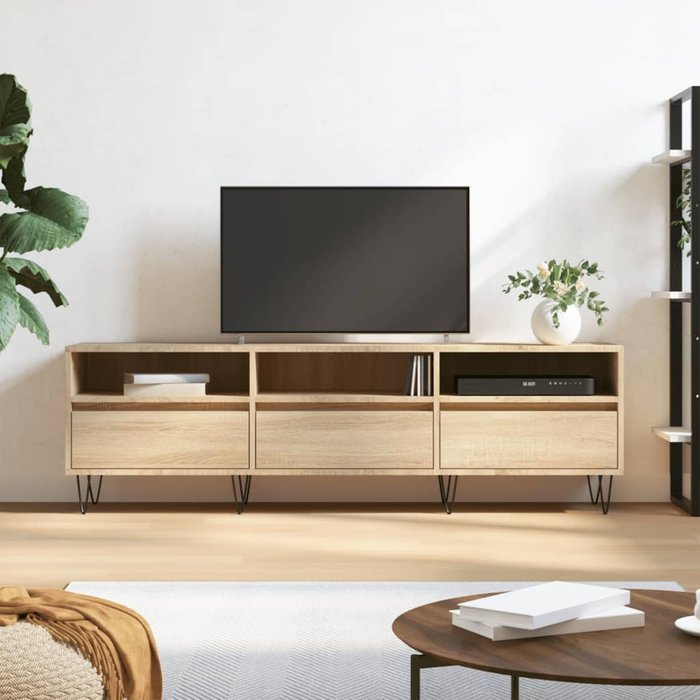Mueble tv roble sonoma 150x30x44,5 cm madera contrachapada