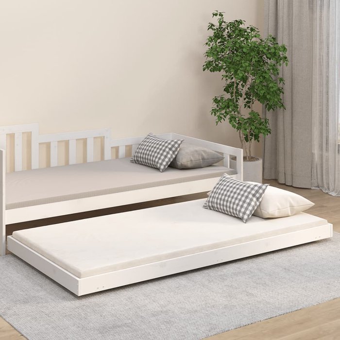 Estructura de cama blanca 80x200 cm madera maciza de pino