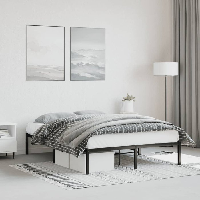 Estructura de cama sin colchón metal negro 140x190 cm vidaxl