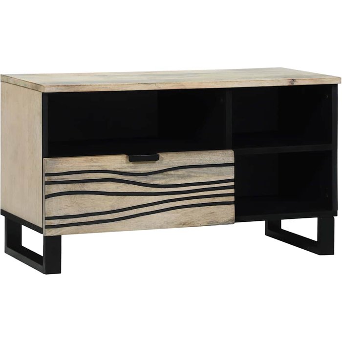 Mueble de tv con cajón, blanco, 80 x 33 x 46 cm, madera de ingeniería