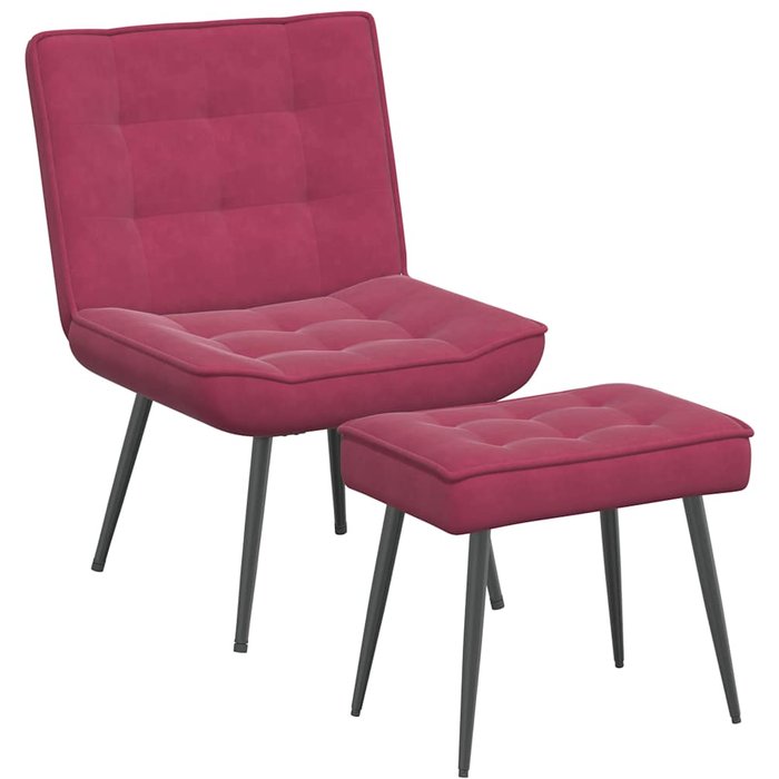 Sillón de relax | silla de relax con reposapiés terciopelo rojo tinto cfw88738