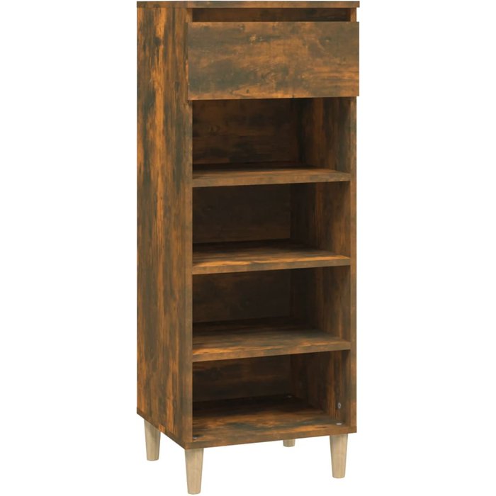 Zapatero de contrachapado de roble ahumado 40x36x105 cm - comfortxl