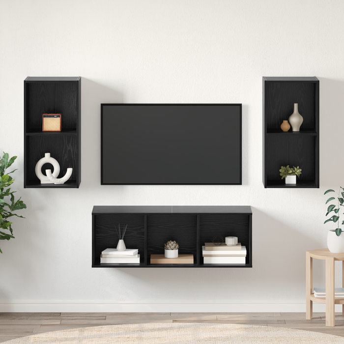 Vidaxl juego de muebles de tv 3 pcs roble negro 37 x 37 x 107 cm
