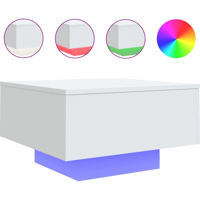 Mesa de centro con luces led blanco 55x55x31 cm - comfortxl