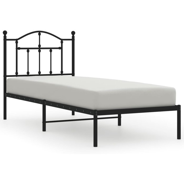 Estructura cama sin colchón con cabecero metal negro 90x200 cm — comfortxl