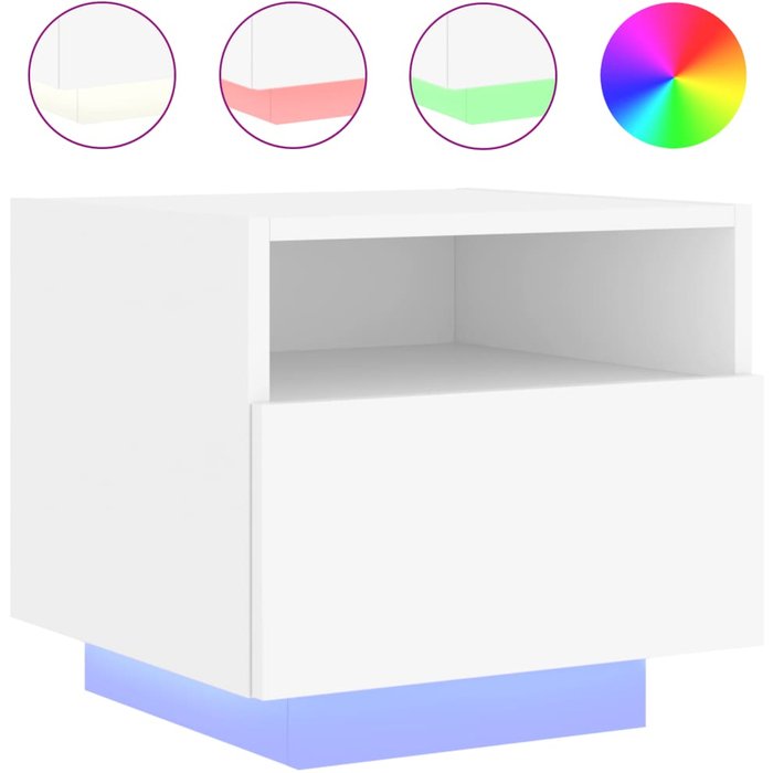 Mesita de noche | mesilla de noche con luces led blanco 40x39x37 cm cfw22332