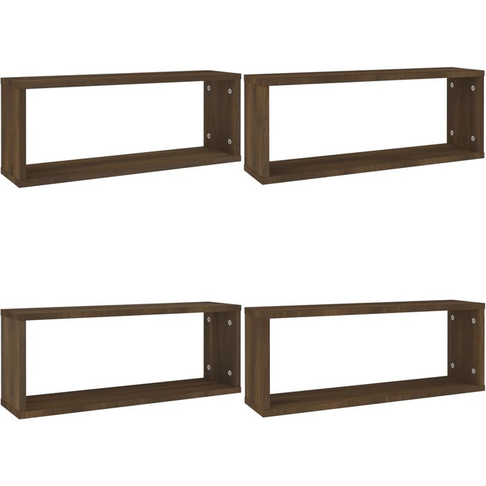 Estantería de pared cubo 4 piezas madera roble marrón 60x15x23 cm - comfortxl