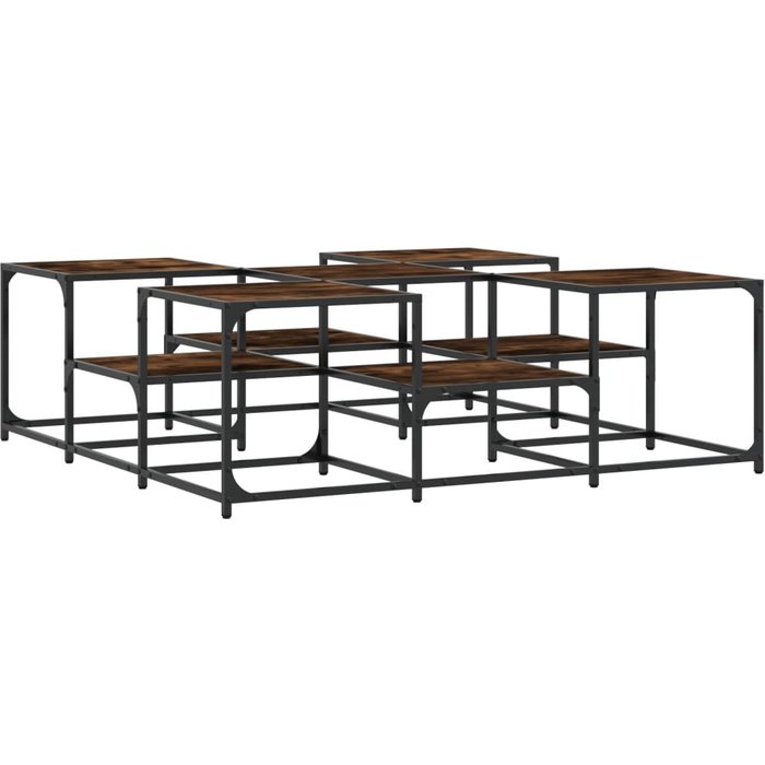 Mesa de centro madera de ingeniería roble ahumado 121x121x40 cm - comfortxl