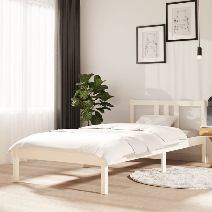 Estructura de cama blanco madera maciza 90x200 cm