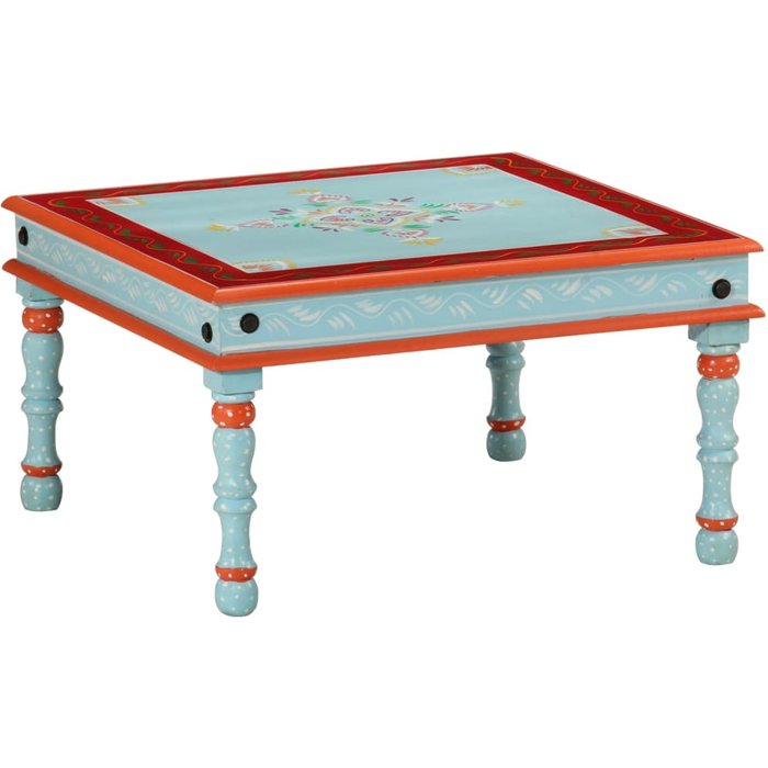 Maison exclusive - mesa de centro madera maciza de mango azul pintada a mano