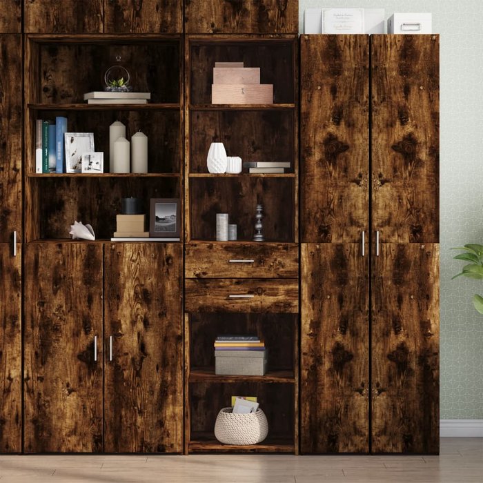 Vidaxl aparador de madera de ingeniería roble ahumado 50x42,5x185 cm