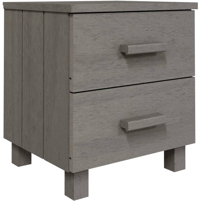 Mesita de noche hamar pino macizo gris claro 40x35x44,5 cm - comfortxl