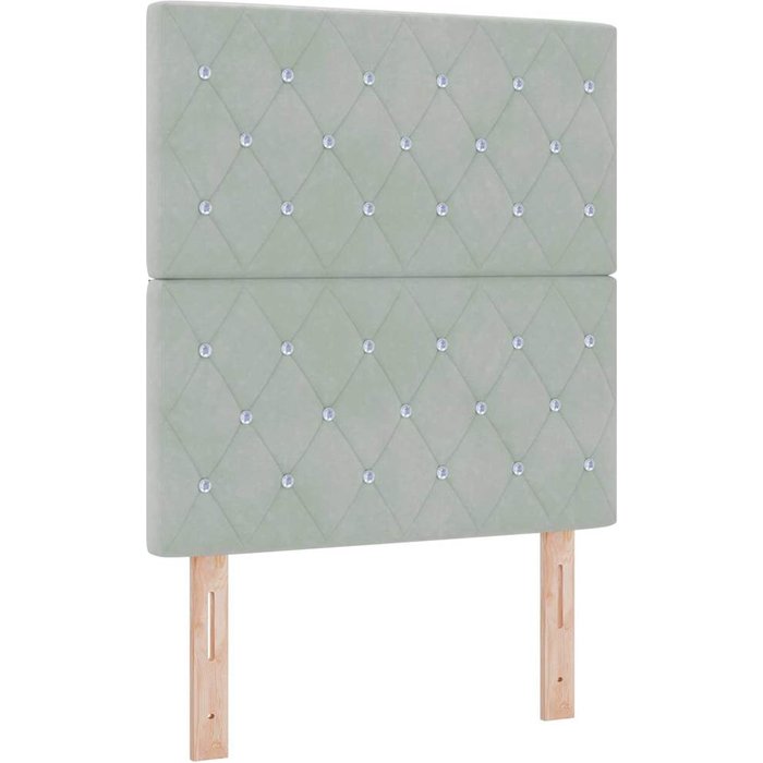 Cabecero led de terciopelo gris claro de 80 cm